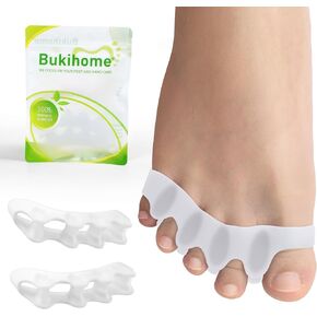 Toe Separators, 4 Pair Soft Gel Toe Spacers to Correct Bunions, Toe Stretcher for Therapeutic Relief from Plantar Fasciitis, Claw Toes,Hammer Toes, Foot Pain for Women & Men (White+M)