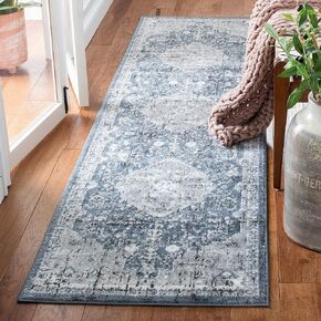 MARTHA STEWART x SAFAVIEH 2'2" x 6' Navy/Ivory MSR858N Oriental Non-Shedding Runner Rug