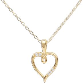 Cherished Moments Girl's 14K Gold-Plated Open Heart Pendant Necklace with CZs