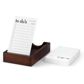 Daily To Do List Planner - 50 ToDo Checklist Cards 3x5'' with Wooden Stand - Undated Daily Planner Notepad Perfect for Daily Tasks and Goal Setting, Enhanced Productivity, Work Office Accessories