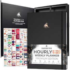 Clever Fox Hourly Planner PRO Premium – Undated Schedule Planner with Daily Time Slots – Personal Organizer Notebook for Time Management – Weekly & Monthly Life Journal, A4 size (Black)