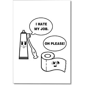 Leetideful Framed Funny Bathroom Canvas Wall Art, Cute I Hate My Job Bathroom Sign, Minimalist Black and White Bathroom Poster, Humor Toilet Pictures for Wall Decor 12x16in
