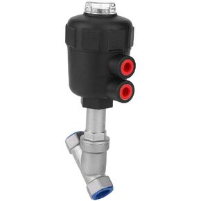 Garosa Pneumatic Steam Valve, Air Actuated Thread Angle Seat Valve, PTEE Sealing, Stainless Steel Thickened Plastic Case Steam Valve(1/2" DN15)