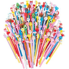 Marspark 140 Pieces Cute Cartoon Gel Ink Pens Black Ink Cool Kawaii Cute Pens Bulk Assorted Style Novelty Office Rollerball for Student Kids School Supplies Present(Cool Animal)