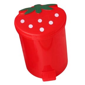 Desktop Trash Can, Pink Plastic Container with Lid, Mini Size for Home Office, Creative Decor
