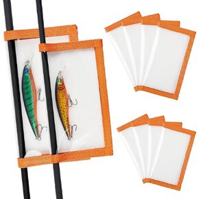Fishing Lure Wraps,4 PACKS Clear PVC Fishing Bait Cover Keeps Fishing Safe and Easily See Lures Fishing Bait Storage Protector Fishing Hook Cover for Saltwater Freshwater Fishing Gear Orange-L