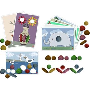 Rainbow Pebbles - مجموعة أنشطة للصغار - مجموعة مكونة من 36 + 16 نشاطًا - للأعمار من 18 شهرًا فما فوق - صديقة للبيئة - أحجار فرز الألوان الأصلية وتكديسها