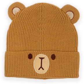 Milk Mocha Face Beanie - Cute Warm Knit Cuff Beanie Hat Cap for Women and Men with Embroidered Character Face