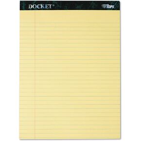 TOPS 5 x 8 Legal Pads, 12 Pack, Docket Brand, Narrow Ruled, Yellow Paper, 50 Sheets Per Writing Pad, Made in the USA (63350)