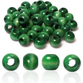 50pcs 15mm Black Wood Beads with 5mm Hole for Craft, Smooth and Uniform Size Large Hole Wooden Beads for Macrame Project/Making a Hanger Sign