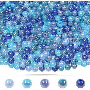 TOAOB 1000pcs Pearl Beads 6mm AB Blue Pearls Craft Beads Loose Round Faux Pearl Beads with Holes for Home Decoration Necklaces Bracelets Earrings Jewelry Making