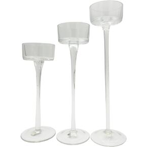 Biedermann & Sons 3-Piece Candle Holders Tall Glass Elegant Tealight/Votive Holder for Weddings, Parties, and Home Decor, 1 Set, Clear