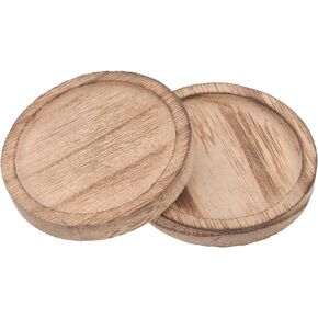 OSALADI 2pcs Rustic Wooden Candle Holder Farmhouse Tealight Candle Plate Pillar Candle Tray Coffee Table Centerpieces Plant Saucer Succulent Pot Wood Discs