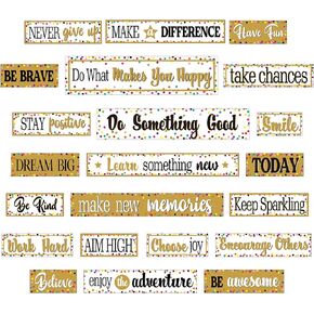 Tenare 22 Pieces Motivational Gallery Bulletin Board Decorations, Confetti Shine Growth Positive Sayings Bulletin Borders for Classroom School Home Sweet Elementary Wall Decoration
