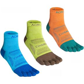 3 Pack Toe socks Low Cut Athletic Five Finger Sock Quarter Socks for Running Marathon Race
