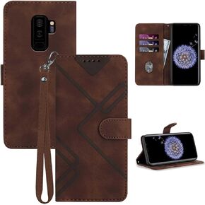 S9 Case Wallet,for Galaxy S9 Phone Case,Card Holder Leather Kick-Stand,S9 Flip Cases Protector 2023,Wrist Strap,Magnetic Closure,Shockproof Protective Cover (Black)