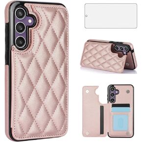 Asuwish Phone Case for Samsung Galaxy S23 FE 5G Wallet Cover with Tempered Glass Screen Protector and Leather RFID Credit Card Holder Stand Slot Cell Accessories S 23 EF S23FE 23S Women Men Black in Kuwait