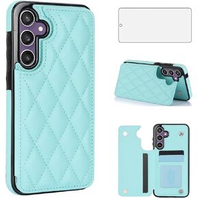 Asuwish Phone Case for Samsung Galaxy S23 FE 5G Wallet Cover with Tempered Glass Screen Protector and Leather RFID Credit Card Holder Stand Slot Cell Accessories S 23 EF S23FE 23S Women Men Black