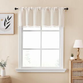 Sage Green Curtains 84 Inch Length 2 Panels Set, Long Boho Farmhouse Linen Striped Embroidery Drapes with Tassels for Bedroom Living Room, Light Filtering Rod Pocket Window Treatments, 52" x 84"
