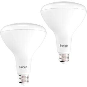 Sunco Lighting - 2 Pack BR40 Light Bulbs, LED Indoor Flood Light, Dimmable, CRI94 2700K White, 100W Equivalent 17W, 1400 Lumens, E26 Base, Indoor Residential Home Recessed Can Lights, High Lumens UL