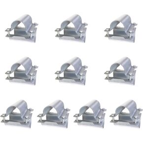20 Pcs/10 Pairs Greenhouse Cross Grid Pipe Connector Clamps Purlin Bracket Fit 1-3/8 inch OD Tube, Galvanized Steel Pipe Fitting Clip w/Bolts Nuts for Farm, Rail Fence