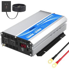 1600Watt Power Inverter Modified Wave DC 12volt to AC 120volt with Remote Control & LED Display and 2.4A USB Port for Trucks Boats RV & Emergency