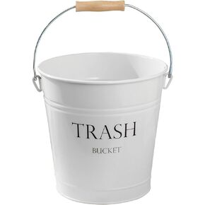 IDesign Round Metal Pail Trash Can for Bath, Bedroom, Office - 10.75" x 10.75" x 10.5", Black