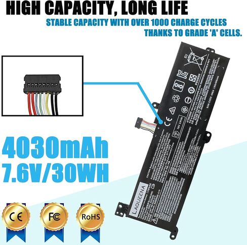 بطارية كمبيوتر محمول L16C2PB2 7.6V 30WH/4030MAH متوافقة مع Lenovo IdeaPad 320-14AST 320-14IAP 320-14IKB 320-14ISK 320-15ABR 320-15AST 320-15IAP Series L16C2PB1 L16L2PB2 L16L2PB1 L16L2 بي بي 3 in Saudi Arabia