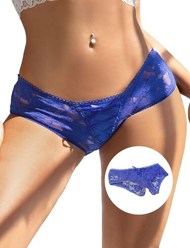 Comeondear الدانتيل مثير Crotchless سراويل للنساء حجم كبير الملابس الداخلية النسائية صفيق سراويل رفيعة الأزهار الصبي السراويل in Kuwait