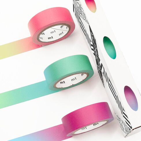شريط لاصق MT Washi - شريط لاصق ورق Kamoi - 15 مم * 7 م - تدرج فلورسنت - مجموعة من 3 in Kuwait