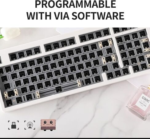 EPOMAKER EK98 VIA Gaming Keyboard Kit, 98 Keys Gasket Programmable Barebones Keyboard, Bluetooth/2.4Ghz/USB-C Wired Wireless Custom Mechanical Keyboard Base, South-Facing LEDs, Hot Swappable, NKRO in Saudi Arabia