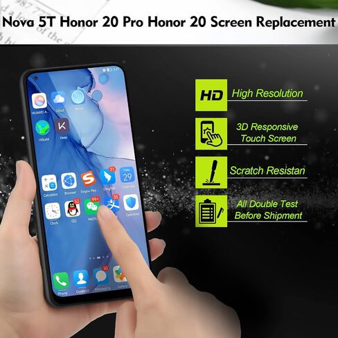 Screen Replacement for Huawei Nova 5T Honor 20 Pro Honor 20 Honor 20s 2019 YAL-L21 LCD Display Touch Screen Digitizer Assembly with Tools (Black) in Saudi Arabia