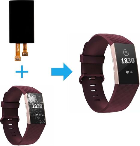 [New] Duotipa LCD Display Touch Screen Digitizer Assembly Replacement for Fitbit Charge 3/ Charge 4 with Technical Repair Tools Kit-Black. in Saudi Arabia