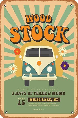 Vintage Metal Sign-Woodstock Rock Festival 1969-Retro Tin Art Wall Decor for Movie House Bar Pub 8x12INCH in Saudi Arabia