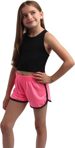 Diva Girls' Active Shorts - 5 Pack Kids Athletic Performance Gym Shorts - Dolphin Running Shorts for Girls (7-16) in Saudi Arabia
