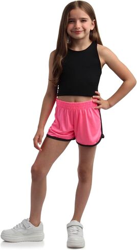 Diva Girls' Active Shorts - 5 Pack Kids Athletic Performance Gym Shorts - Dolphin Running Shorts for Girls (7-16) in Saudi Arabia