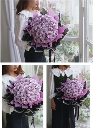 XZJMY 20 Sheets Flower Wrapping Paper Waterproof Bouquet Packaging Paper Florist Bouquet Supplies for Wedding DIY Crafts Gift,22.8x22.8Inch (Black) in Saudi Arabia