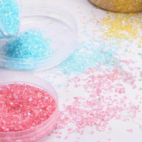 HARFINGTON 200g Crushed Glass Chips 2-4mm Shiny Electroplating Irregular Broken Sprinkles Chunky Glass for Crafts DIY Resin Art Decoration Vase Filler, Navy Blue in Saudi Arabia