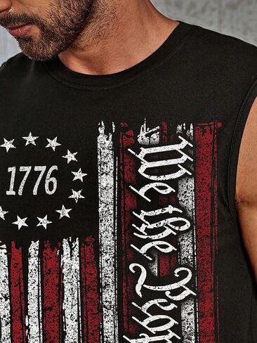 قمصان Heralady 4th of July قميص بدون أكمام رجالي بدون أكمام للعضلات 1776 بدون أكمام للتمرين في صالة الألعاب الرياضية قميص بعلم الولايات المتحدة الأمريكية in Saudi Arabia