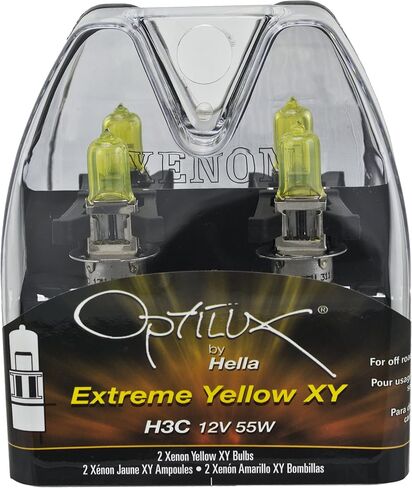 HELLA H71071342 Optilux XY Series H3C مصابيح هالوجين صفراء زينون، 12 فولت، 55 وات، عبوتان in Saudi Arabia