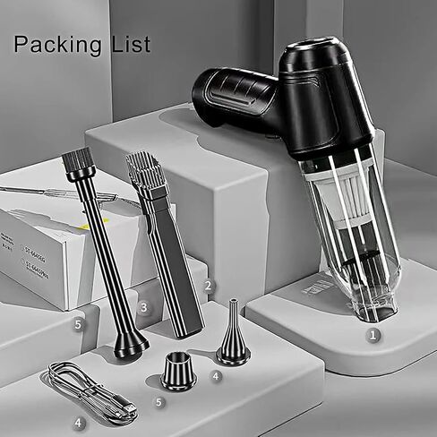 Wireless Handheld Car Vacuum Cleaner, 12000PA Strong Suction Handheld Vacuum Cordless 3 in 1 Keyboard Vacuum Cleaner, Cordless Portable Mini Vacuum for Car, Home, Office Cleaning (Black with Base) in Saudi Arabia
