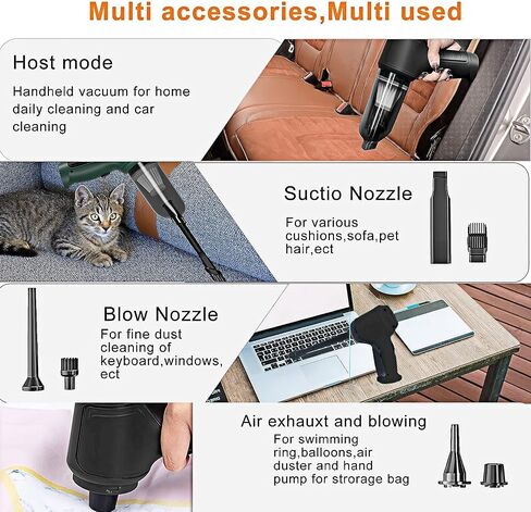 Wireless Handheld Car Vacuum Cleaner, 12000PA Strong Suction Handheld Vacuum Cordless 3 in 1 Keyboard Vacuum Cleaner, Cordless Portable Mini Vacuum for Car, Home, Office Cleaning (Black with Base) in Saudi Arabia