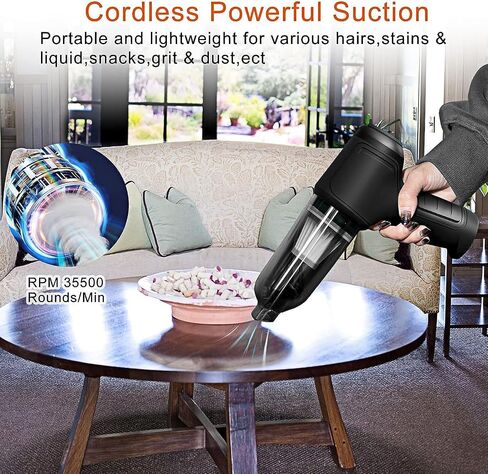 Wireless Handheld Car Vacuum Cleaner, 12000PA Strong Suction Handheld Vacuum Cordless 3 in 1 Keyboard Vacuum Cleaner, Cordless Portable Mini Vacuum for Car, Home, Office Cleaning (Black with Base) in Saudi Arabia