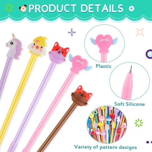 Marspark 140 Pieces Cute Cartoon Gel Ink Pens Black Ink Cool Kawaii Cute Pens Bulk Assorted Style Novelty Office Rollerball for Student Kids School Supplies Present(Cool Animal) in Saudi Arabia