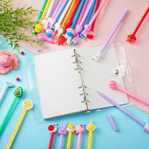 Marspark 140 Pieces Cute Cartoon Gel Ink Pens Black Ink Cool Kawaii Cute Pens Bulk Assorted Style Novelty Office Rollerball for Student Kids School Supplies Present(Cool Animal) in Saudi Arabia