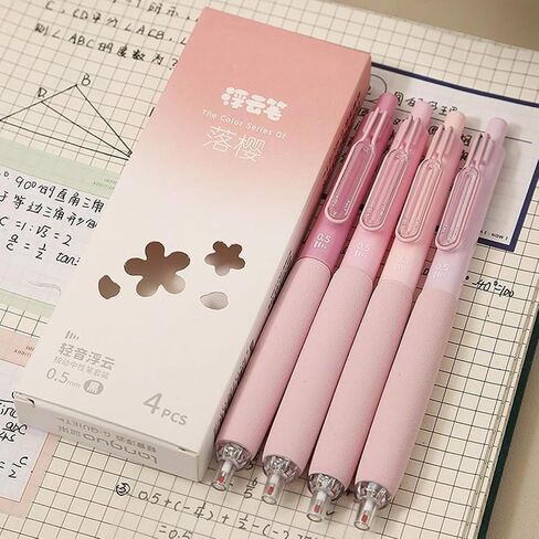 4 Pcs Gel Pens Silent Retractable Pens Black Ink Pens 0.5mm Fine Point Smooth Writing Pens Office School Supplies Women Men (Blue) in Saudi Arabia