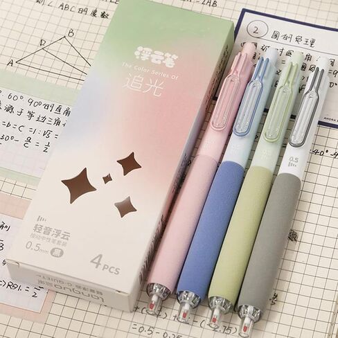 4 Pcs Gel Pens Silent Retractable Pens Black Ink Pens 0.5mm Fine Point Smooth Writing Pens Office School Supplies Women Men (Blue) in Saudi Arabia