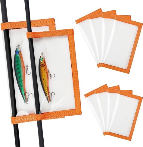 Fishing Lure Wraps,4 PACKS Clear PVC Fishing Bait Cover Keeps Fishing Safe and Easily See Lures Fishing Bait Storage Protector Fishing Hook Cover for Saltwater Freshwater Fishing Gear Orange-L in Saudi Arabia