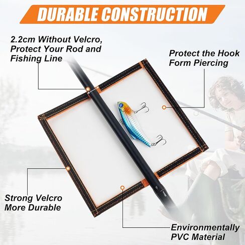 Fishing Lure Wraps,4 PACKS Clear PVC Fishing Bait Cover Keeps Fishing Safe and Easily See Lures Fishing Bait Storage Protector Fishing Hook Cover for Saltwater Freshwater Fishing Gear Orange-L in Saudi Arabia