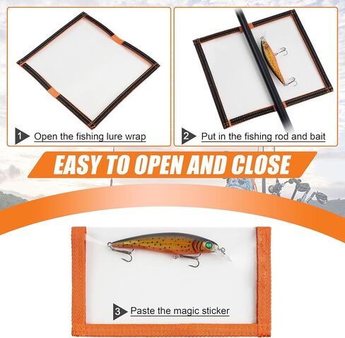 Fishing Lure Wraps,4 PACKS Clear PVC Fishing Bait Cover Keeps Fishing Safe and Easily See Lures Fishing Bait Storage Protector Fishing Hook Cover for Saltwater Freshwater Fishing Gear Orange-L in Saudi Arabia